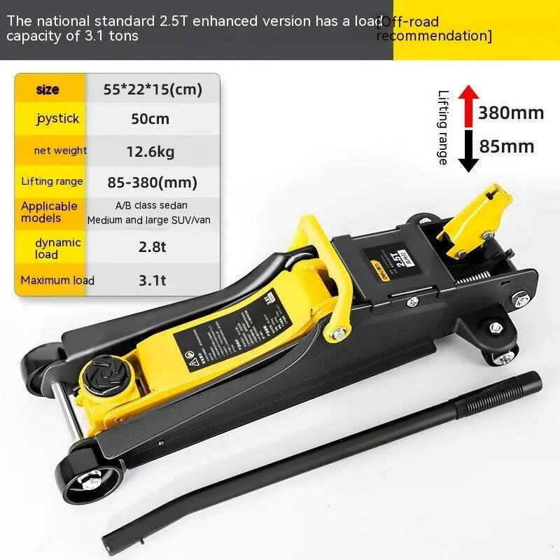 Hydraulic car jack for low-profile vehicles with anti-freeze performance