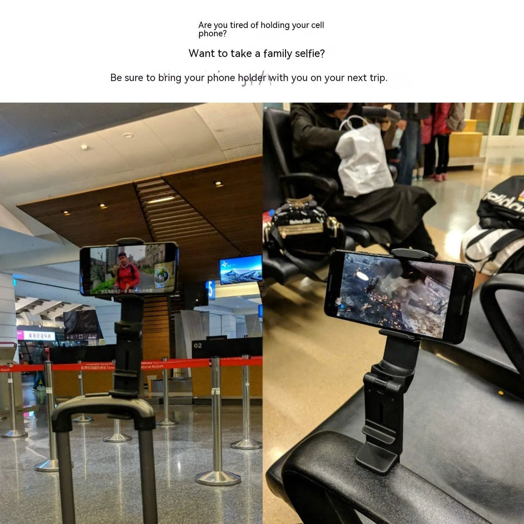 Foldable rotating universal phone holder in black, grey, or green colours showing adjustable viewing angles