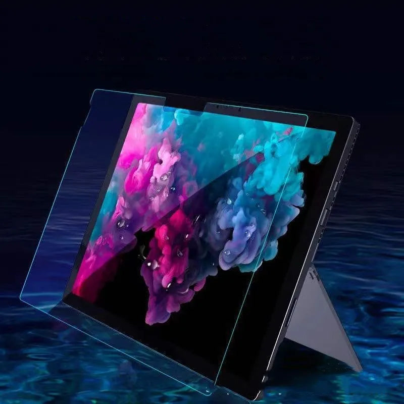 Tempered glass screen protector for Microsoft Surface tablets showing straight edge design