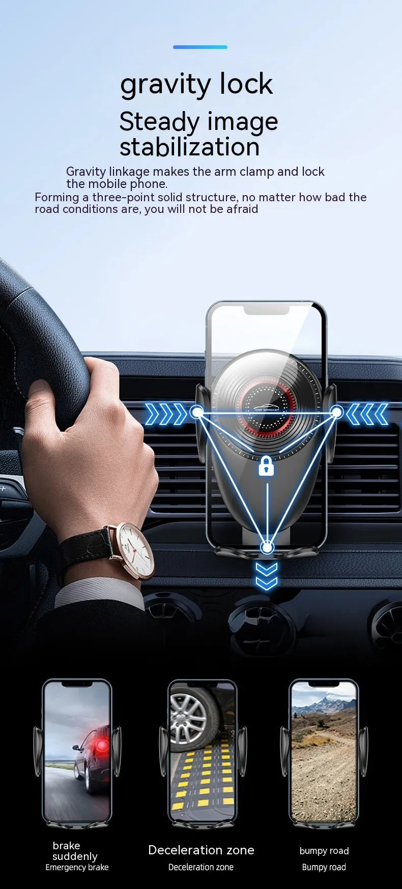 Black universal car air vent mobile phone bracket for navigation mounting
