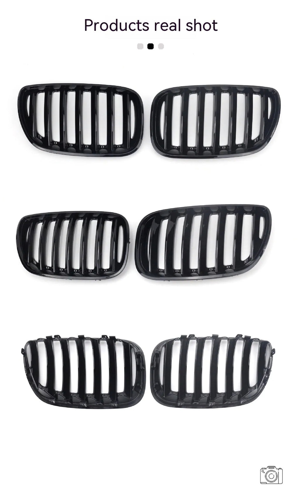 Bright black ABS plastic mesh grille for BMW X5 E53 front end.