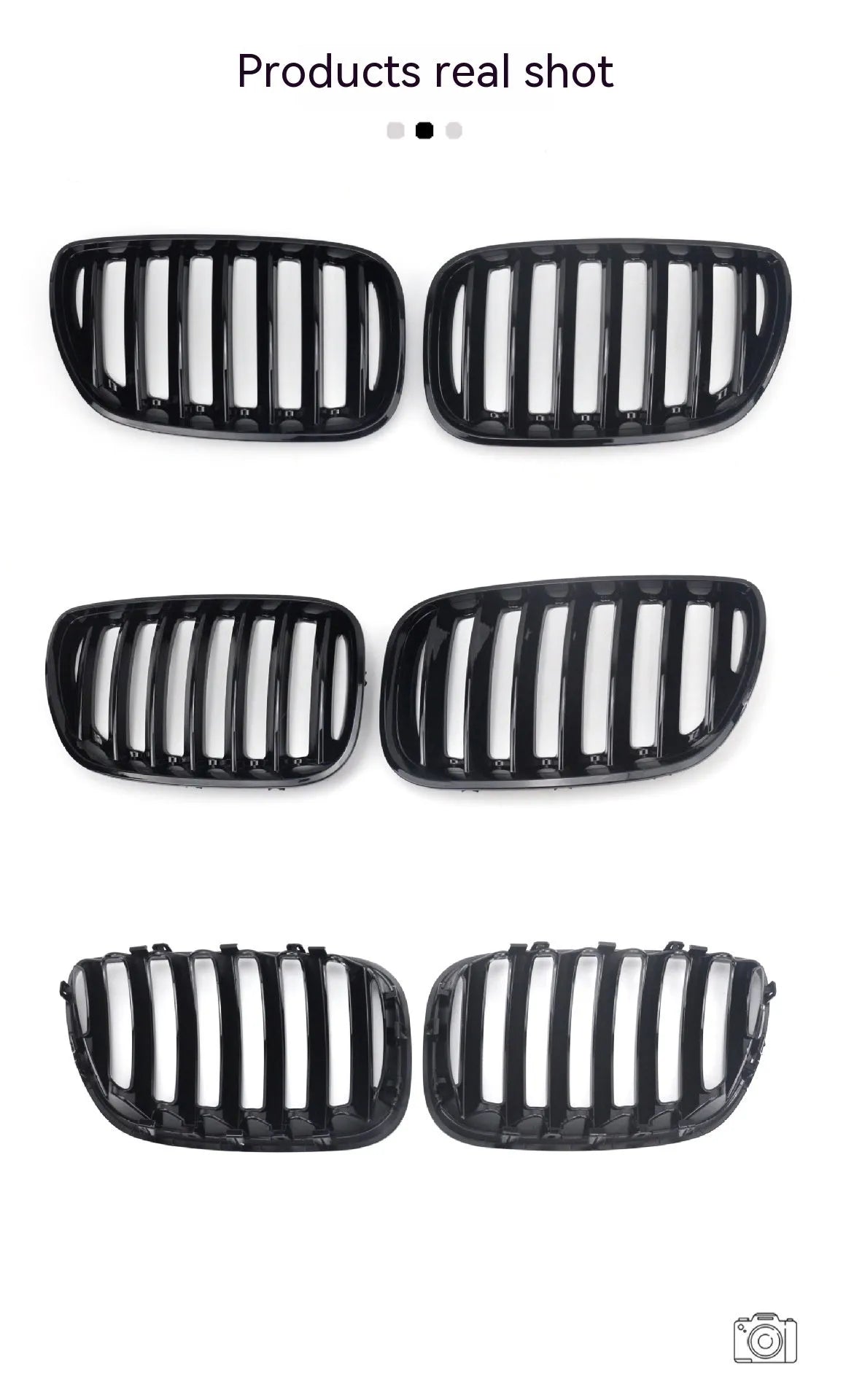 Bright black ABS plastic mesh grille for BMW X5 E53 front end.