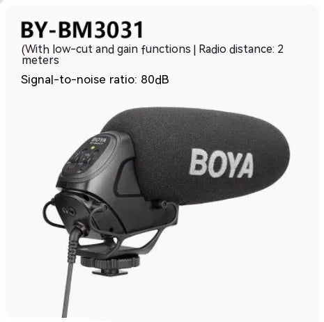 Set top super-heart directional microphone BY-BM3031 on a desk for recording and podcasting use