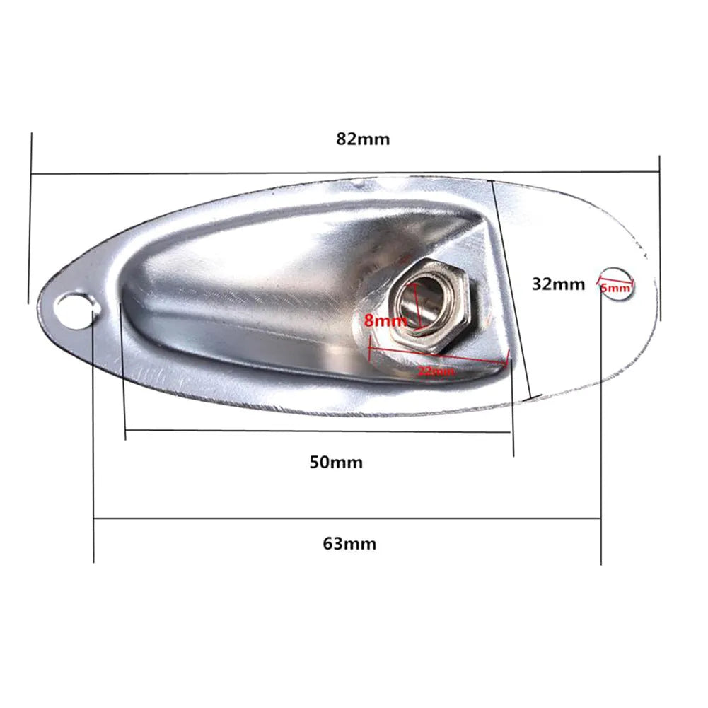 Electric guitar ST boat socket replacement part in black and silver alloy finishes