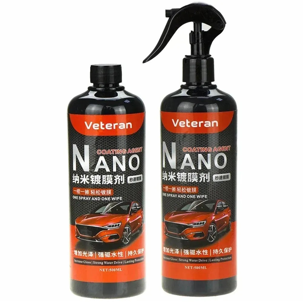 Bottle of automotive coating agent spray for car paint protection and polishing