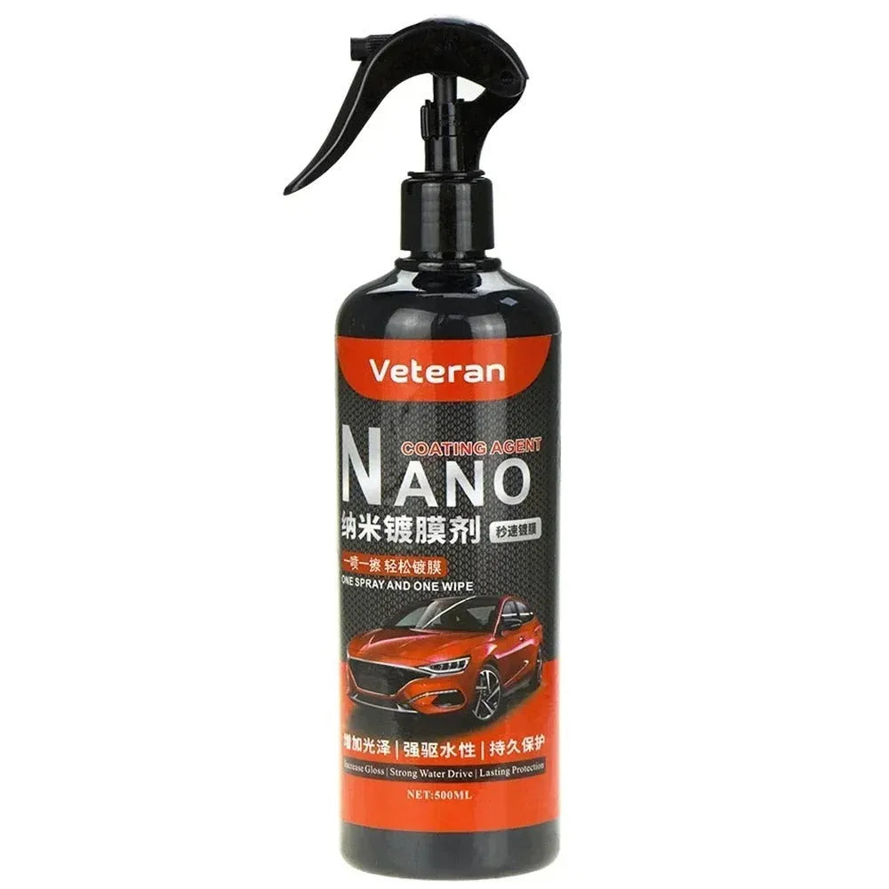 Bottle of automotive coating agent spray for car paint protection and polishing