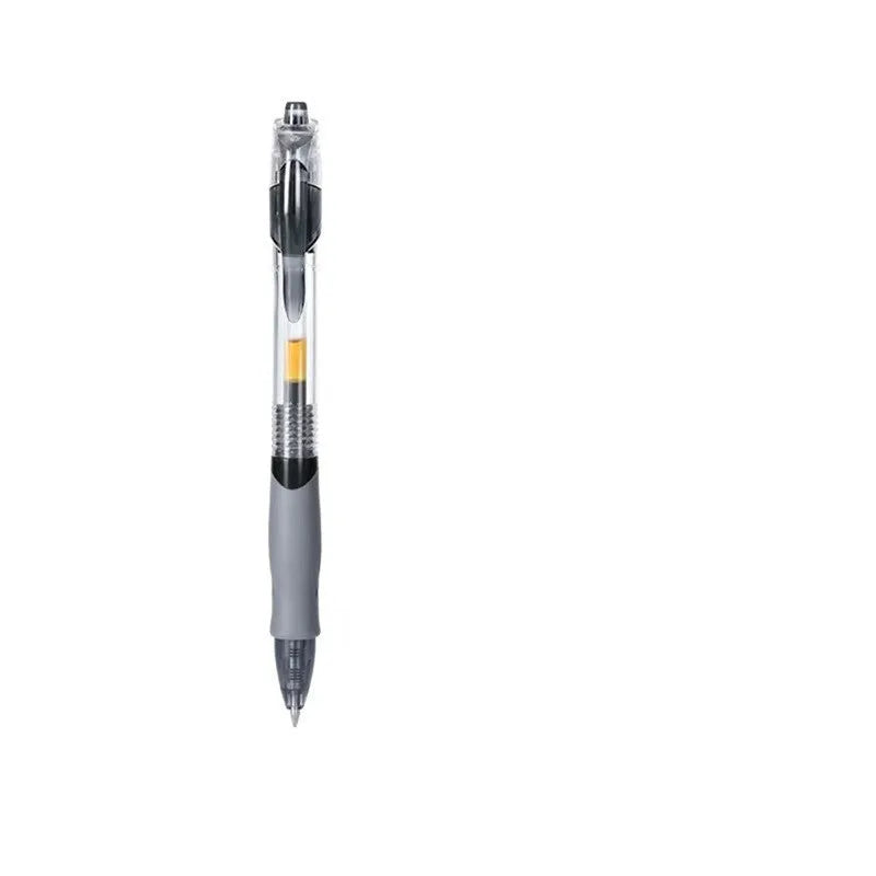 0.5mm gel pen with black, blue, and red refill options for writing tasks