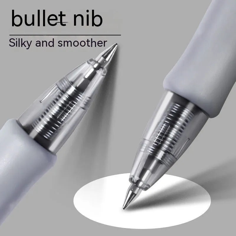 0.5mm gel pen with black, blue, and red refill options for writing tasks