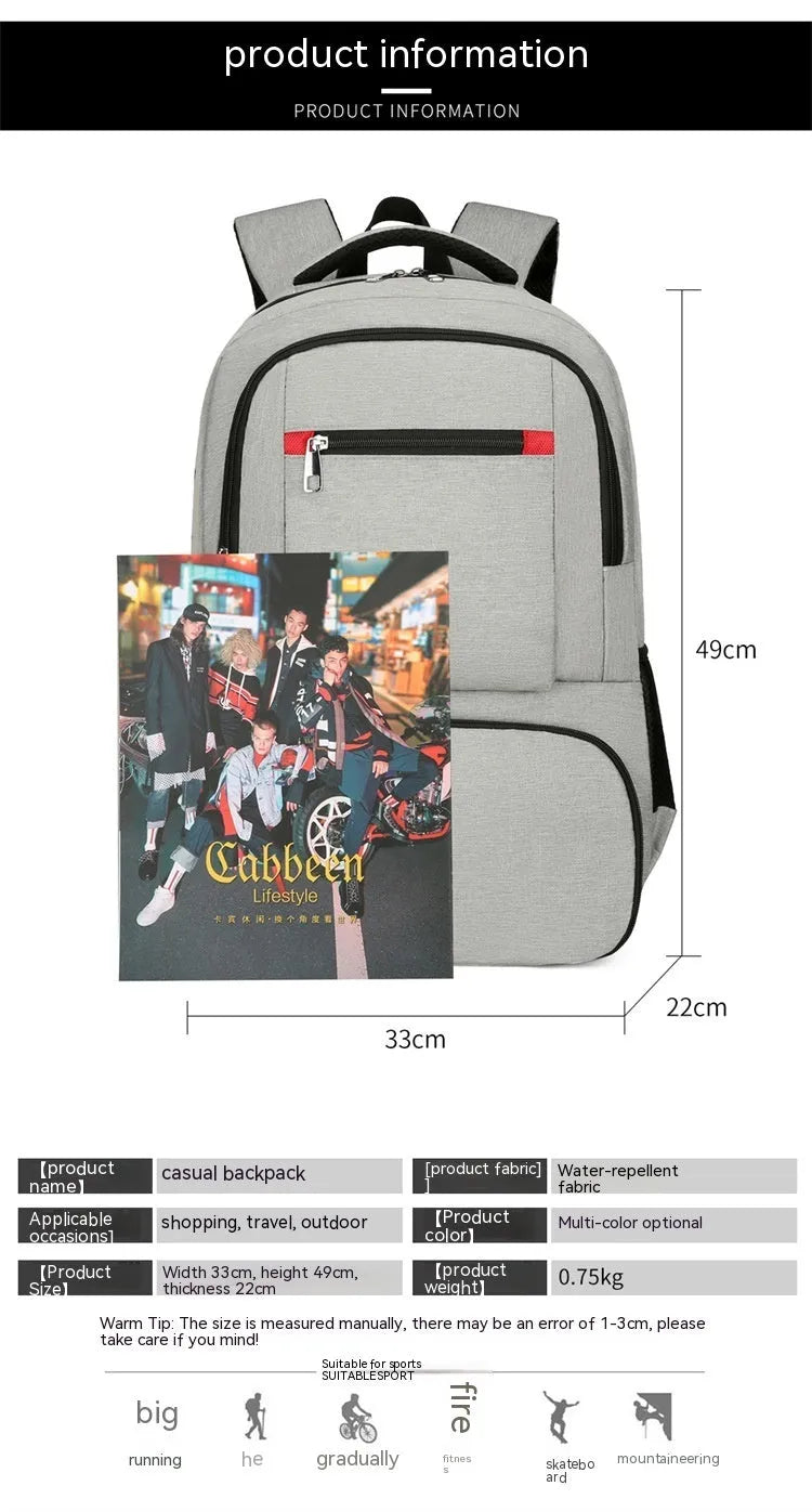 Oxford cloth insulated backpack with curved shoulder straps shown in light grey colour with dry-wet separation compartments visible