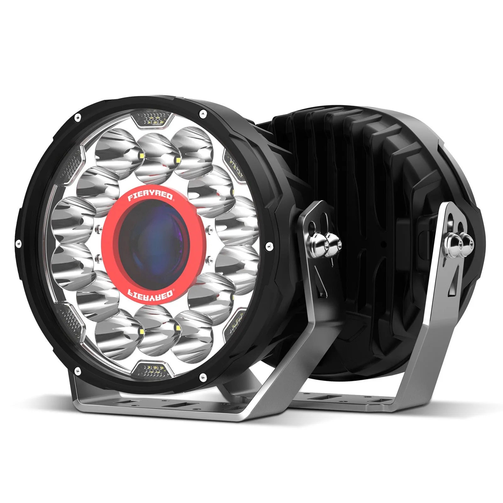 Red 7-inch LED waterproof off-road lights for vehicle auxiliary lighting