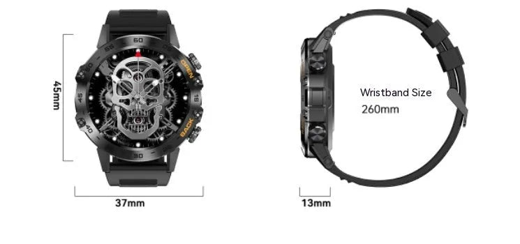 Bluetooth calling smart watch with IPS touch screen on wrist, showing health metrics display