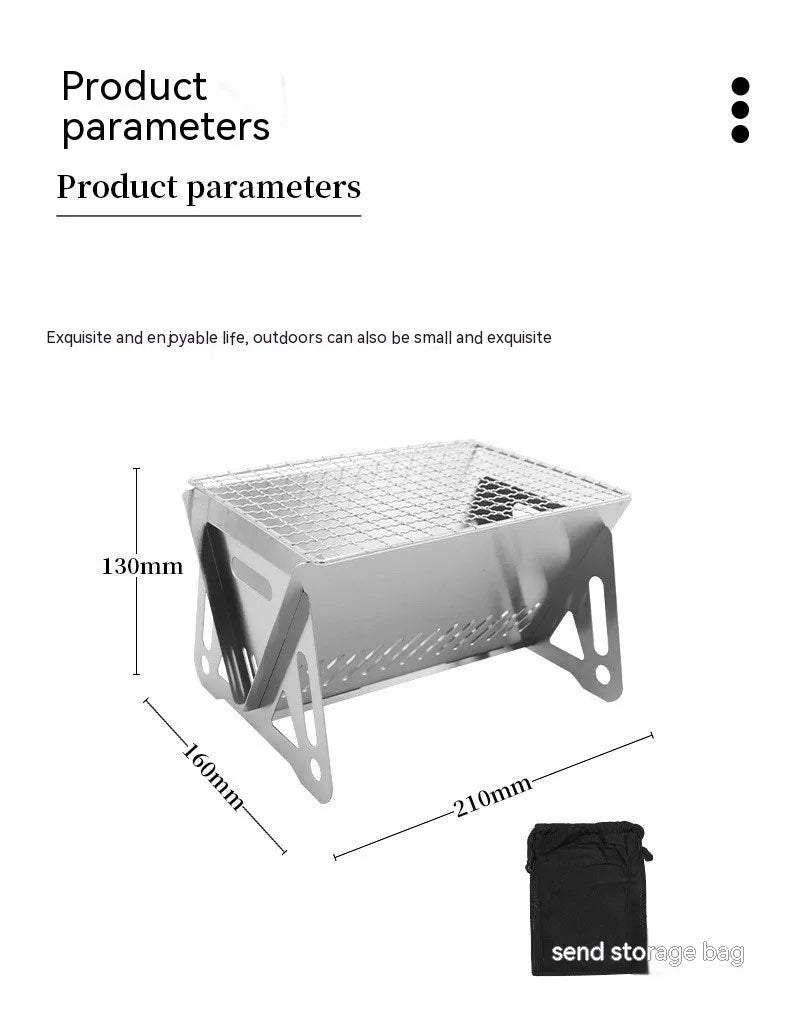 Folding stainless steel outdoor barbecue oven with large grill for 1-2 people