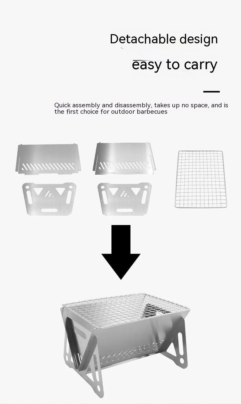 Folding stainless steel outdoor barbecue oven with large grill for 1-2 people