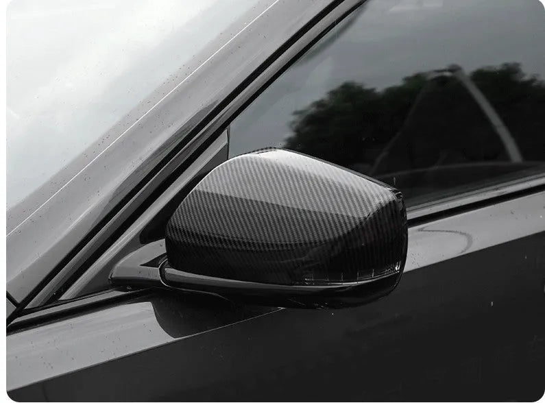 Cadillac CT5 CT6 rearview mirror cover in carbon fibre pattern ABS plastic