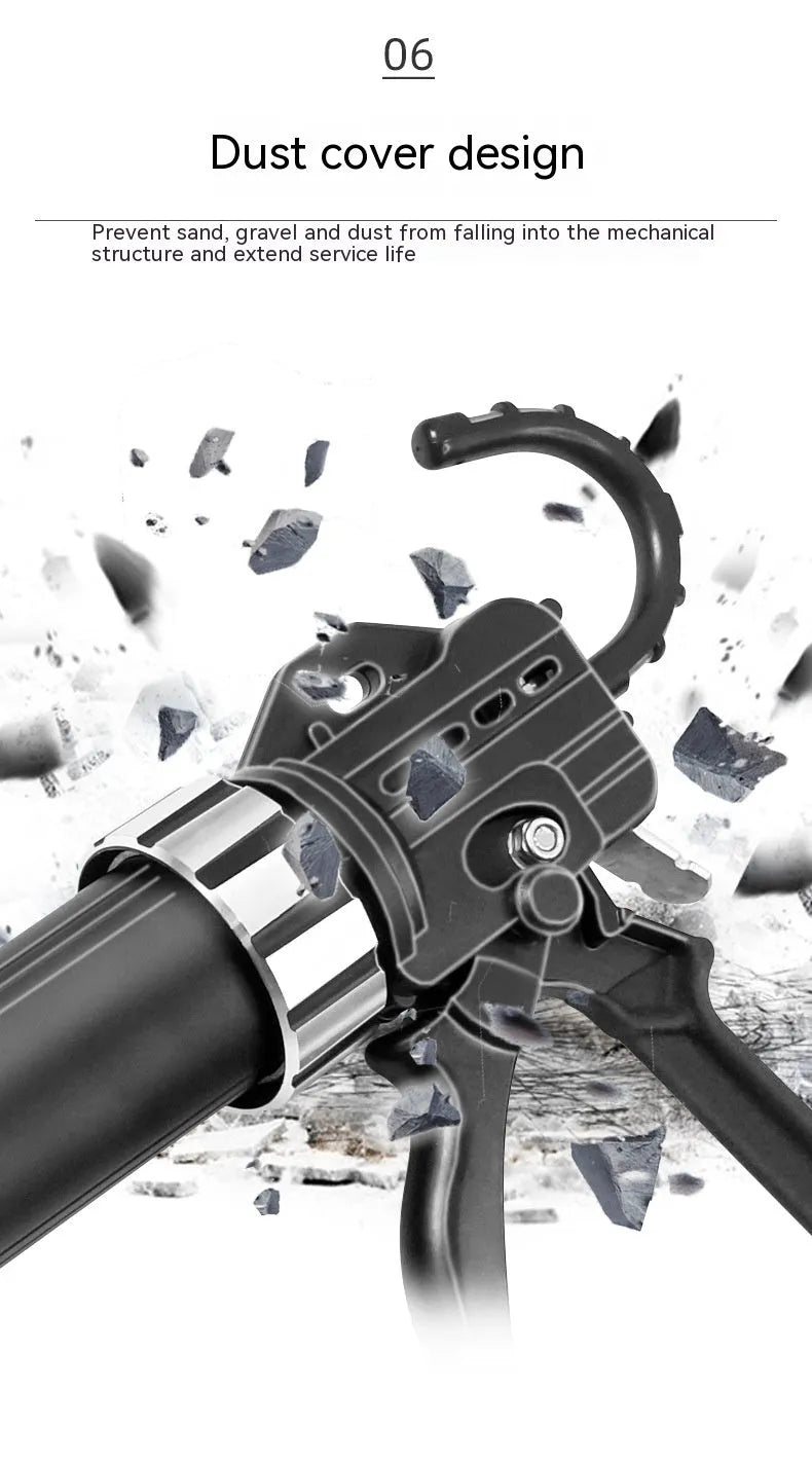 Aluminium alloy professional glue gun for silicone sealant and structural adhesive application.