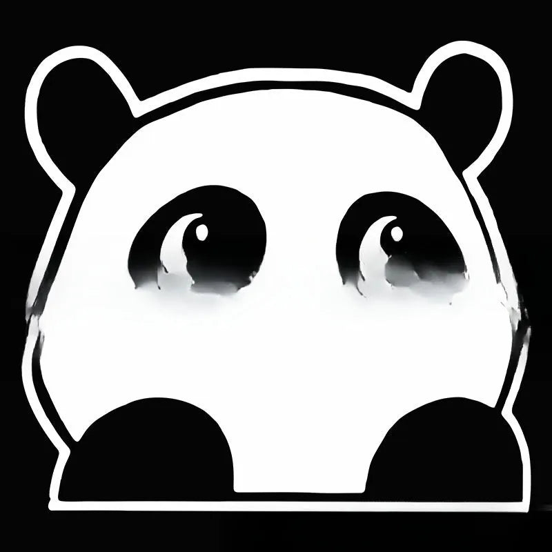 Peeking panda design automotive vinyl sticker for car decoration in black, white or laser colour finishes