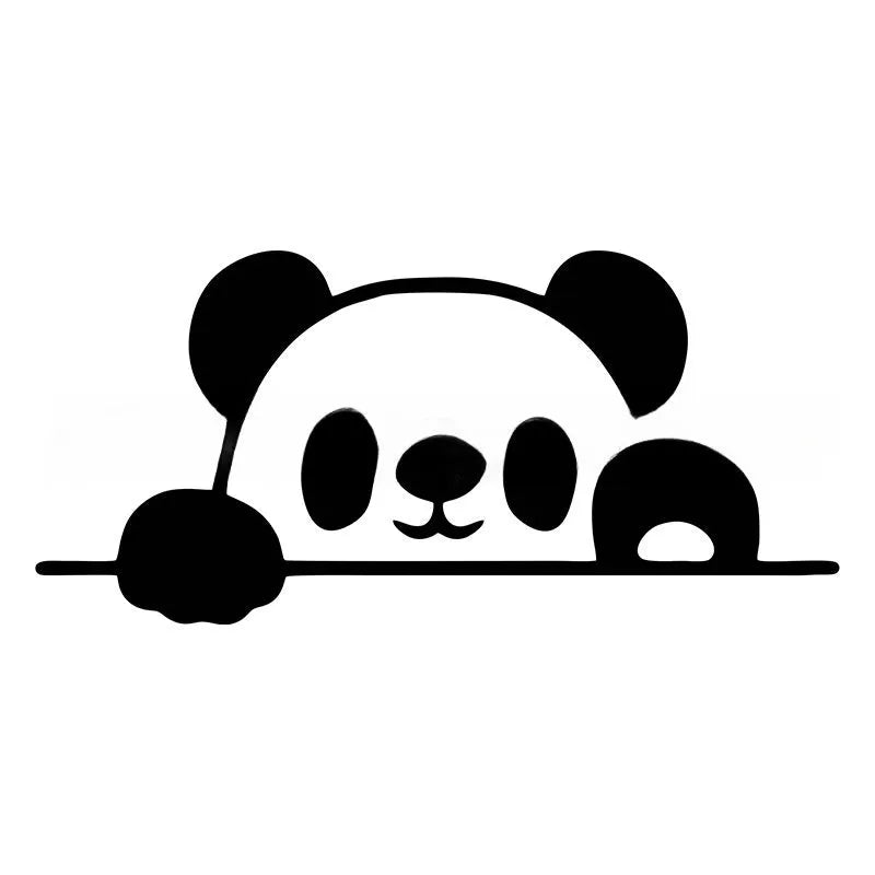 Peeking panda design automotive vinyl sticker for car decoration in black, white or laser colour finishes