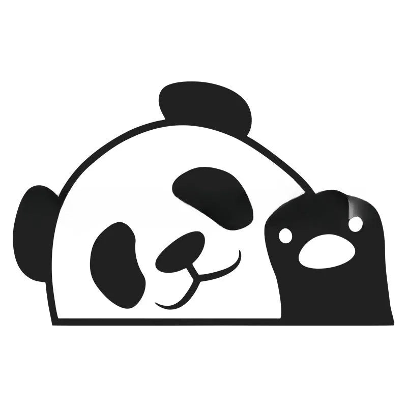 Peeking panda design automotive vinyl sticker for car decoration in black, white or laser colour finishes