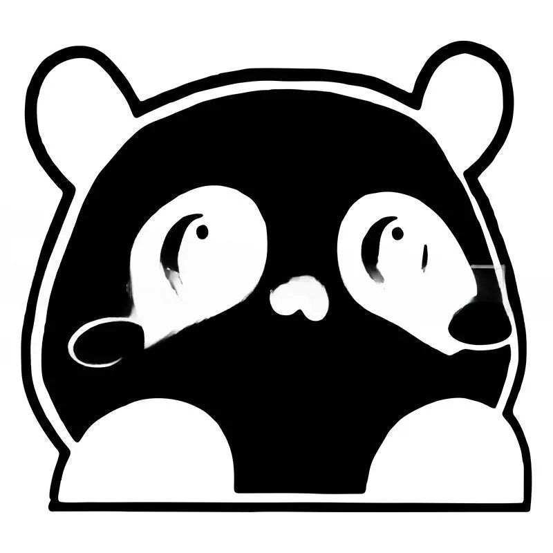 Peeking panda design automotive vinyl sticker for car decoration in black, white or laser colour finishes