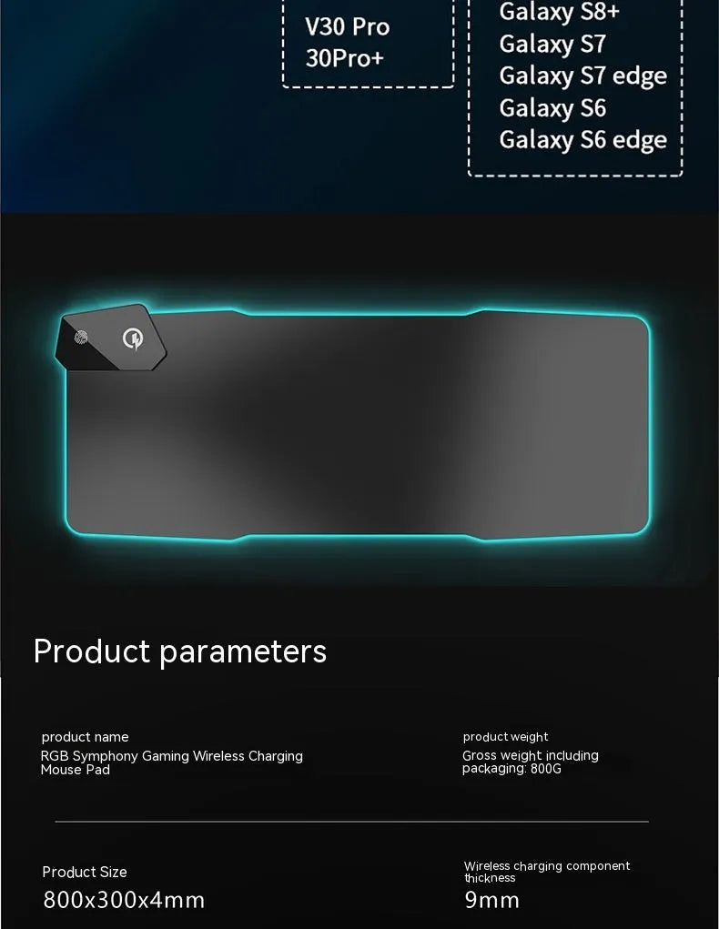 Black mech-style gaming mouse mat with water-repellent surface and TYPC interface connector