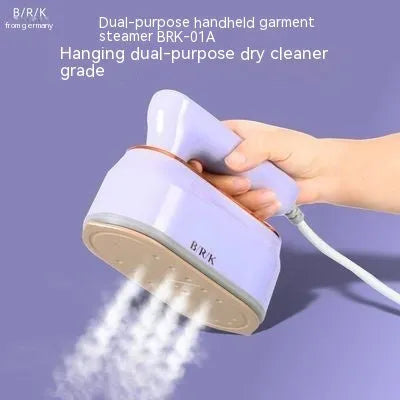 Light purple foldable travel iron with ceramic soleplate and mechanical controls for worldwide voltage use