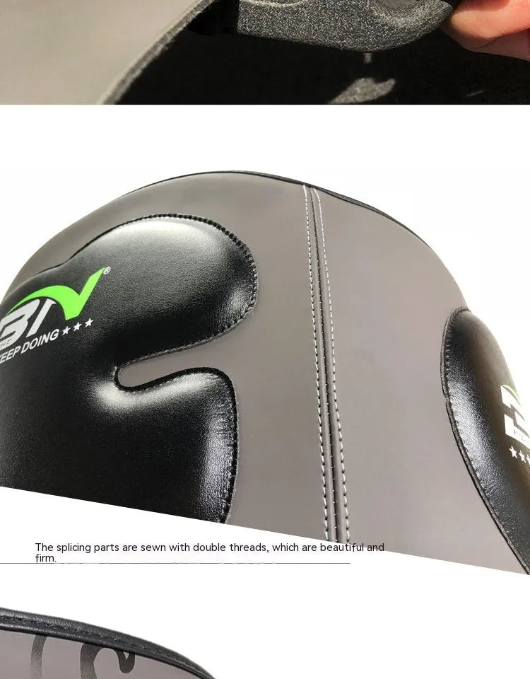 Sanda boxing breast protection target showing waist coverage in dark grey colour