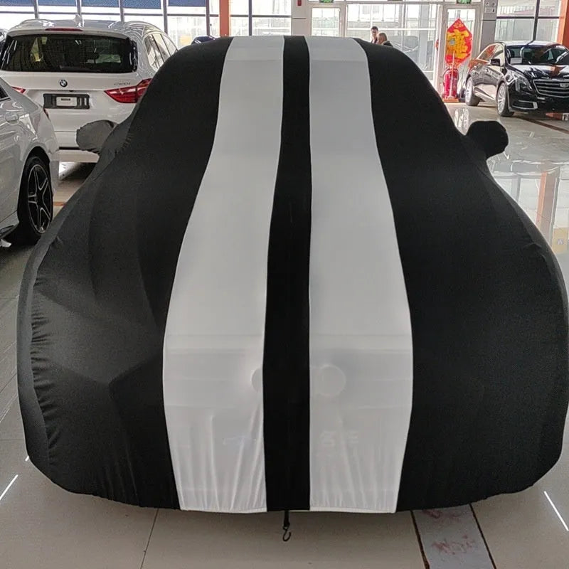 Ford Mustang car cover with elastic edges in silk polyester fibre