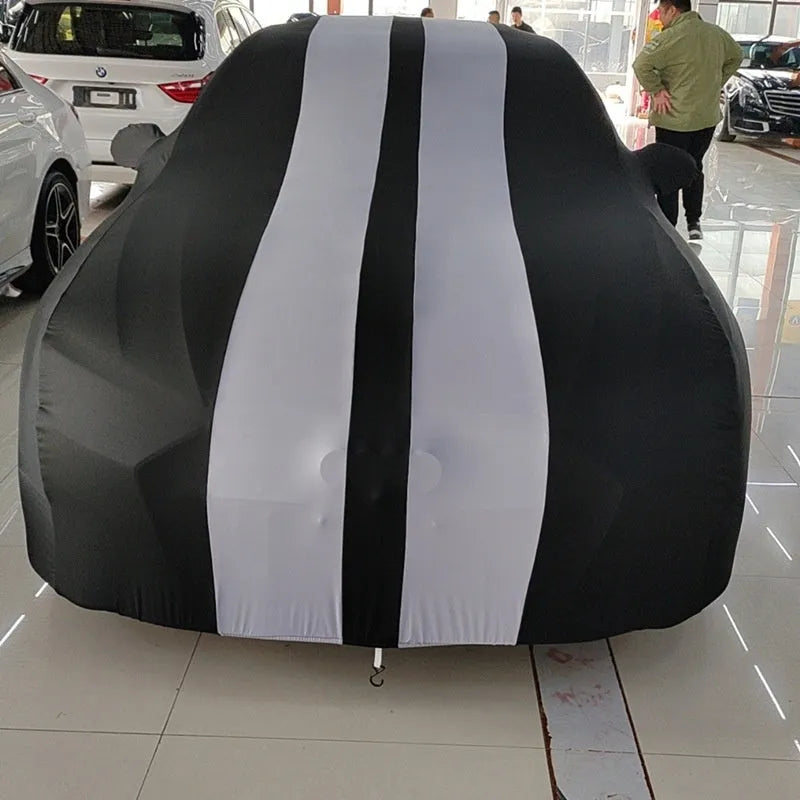 Ford Mustang car cover with elastic edges in silk polyester fibre