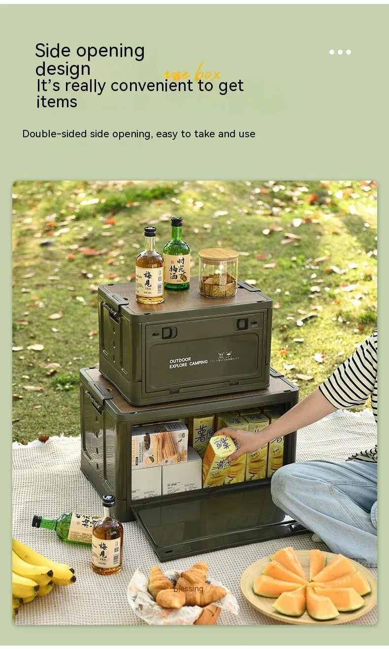 Foldable plastic storage box 45L dustproof moisture-proof solid colour household organising