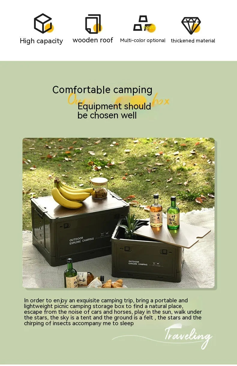 Foldable plastic storage box 45L dustproof moisture-proof solid colour household organising