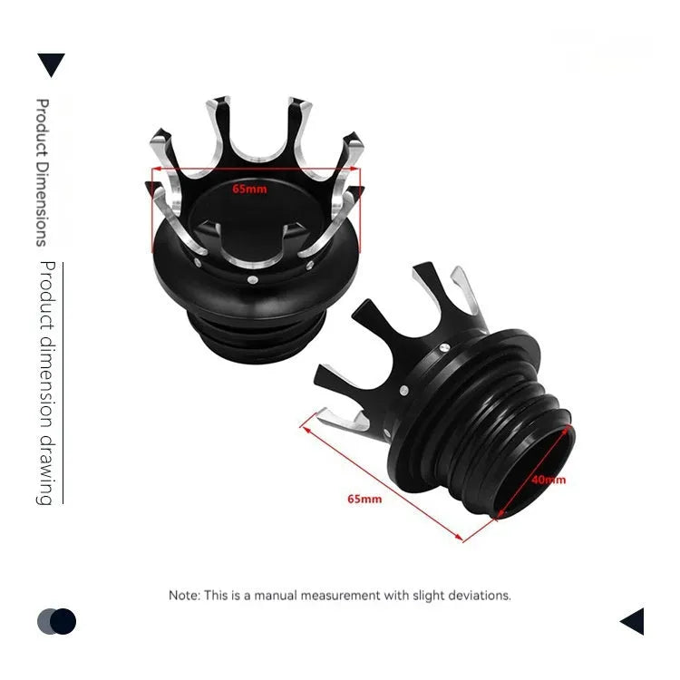 Aluminium alloy fuel tank cap for Harley Davidson Dyna Softail motorcycles in multiple colour options