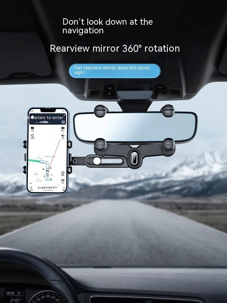 Black ABS plastic rear view mirror bracket with adjustable folding rod mechanism