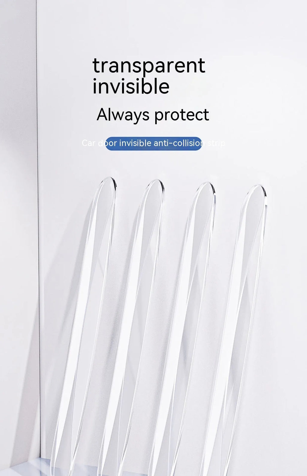 Transparent invisible car door bumper strip tool PU material 148x14x7mm 4 pack