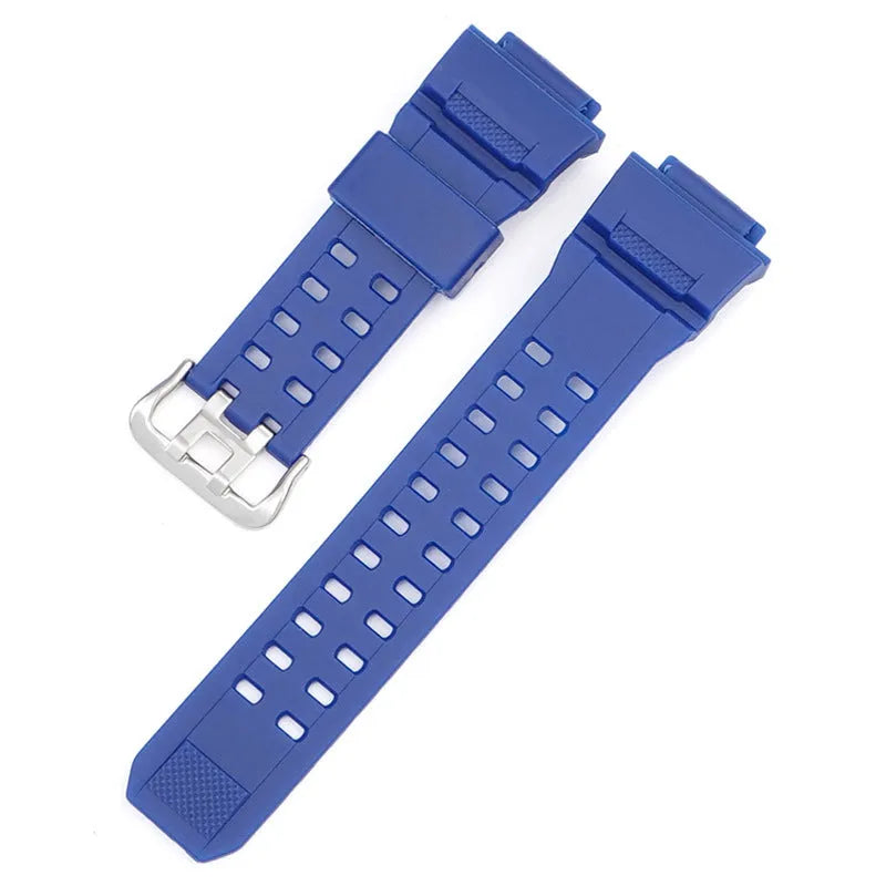 Camouflage pattern TPU watch strap with silver buckle on a 20mm watch lug