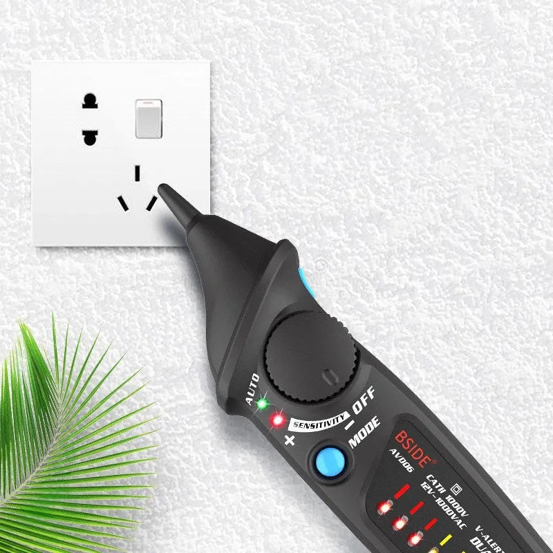 Smart sensor high voltage test pencil with round head tip and LED indicator light