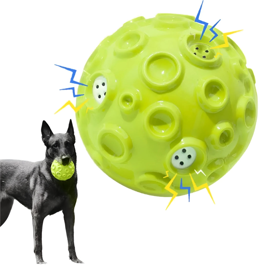 Natural rubber dog ball toy with squeaky sound feature in assorted colours for aggressive chewers