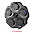 Black Bluetooth music boxing wall target hanging on a wall with paired boxing gloves.
