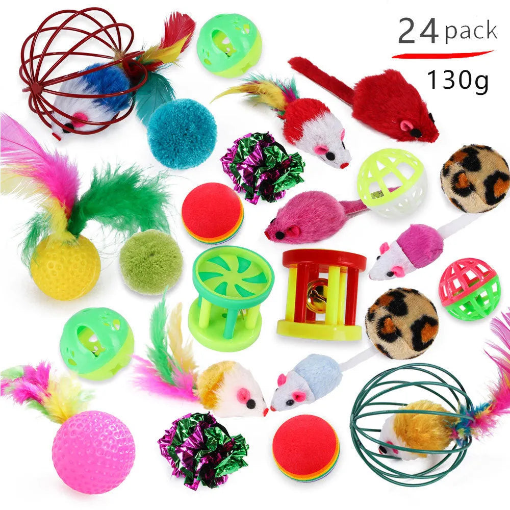 Cat channel funny cat stick toy set with PP metal plush feather attachments in multiple piece options
