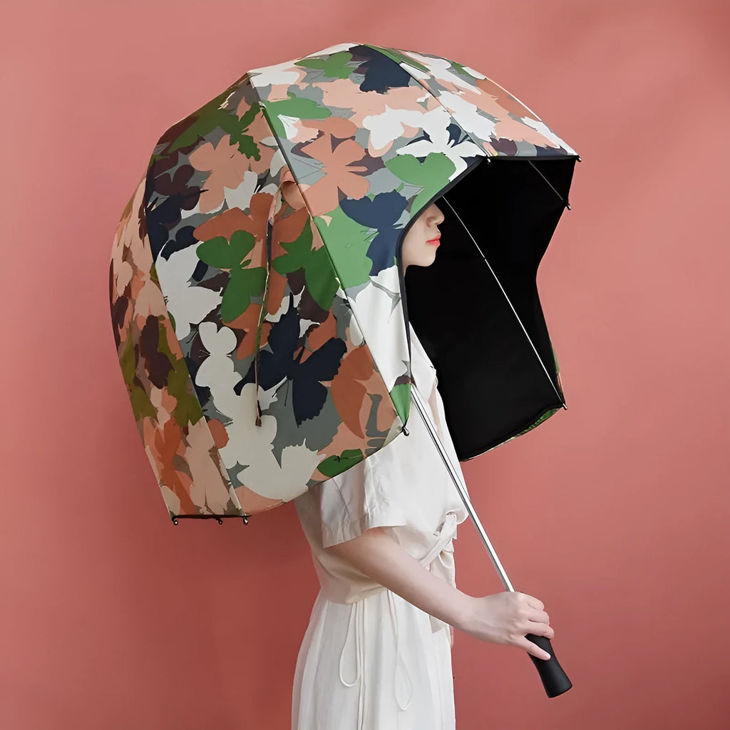 76cm long handle umbrella with dual sun and rain protection in vinyl laminated NC fabric