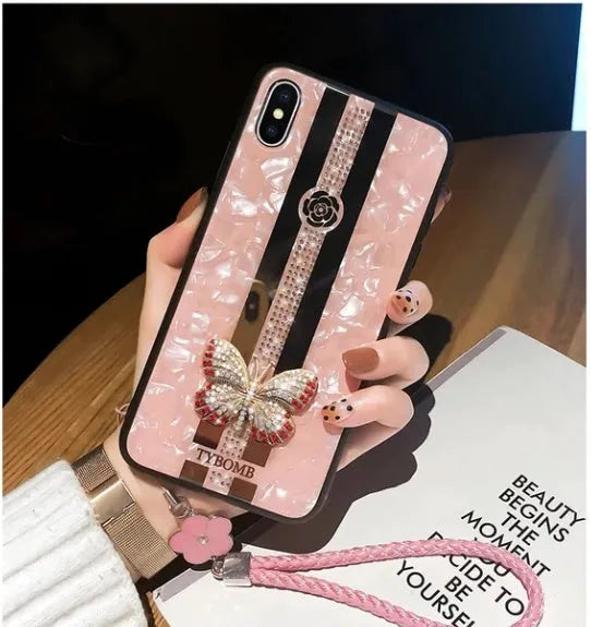 Luxury diamond butterfly mirror iPhone case in acrylic for Apple iPhone models