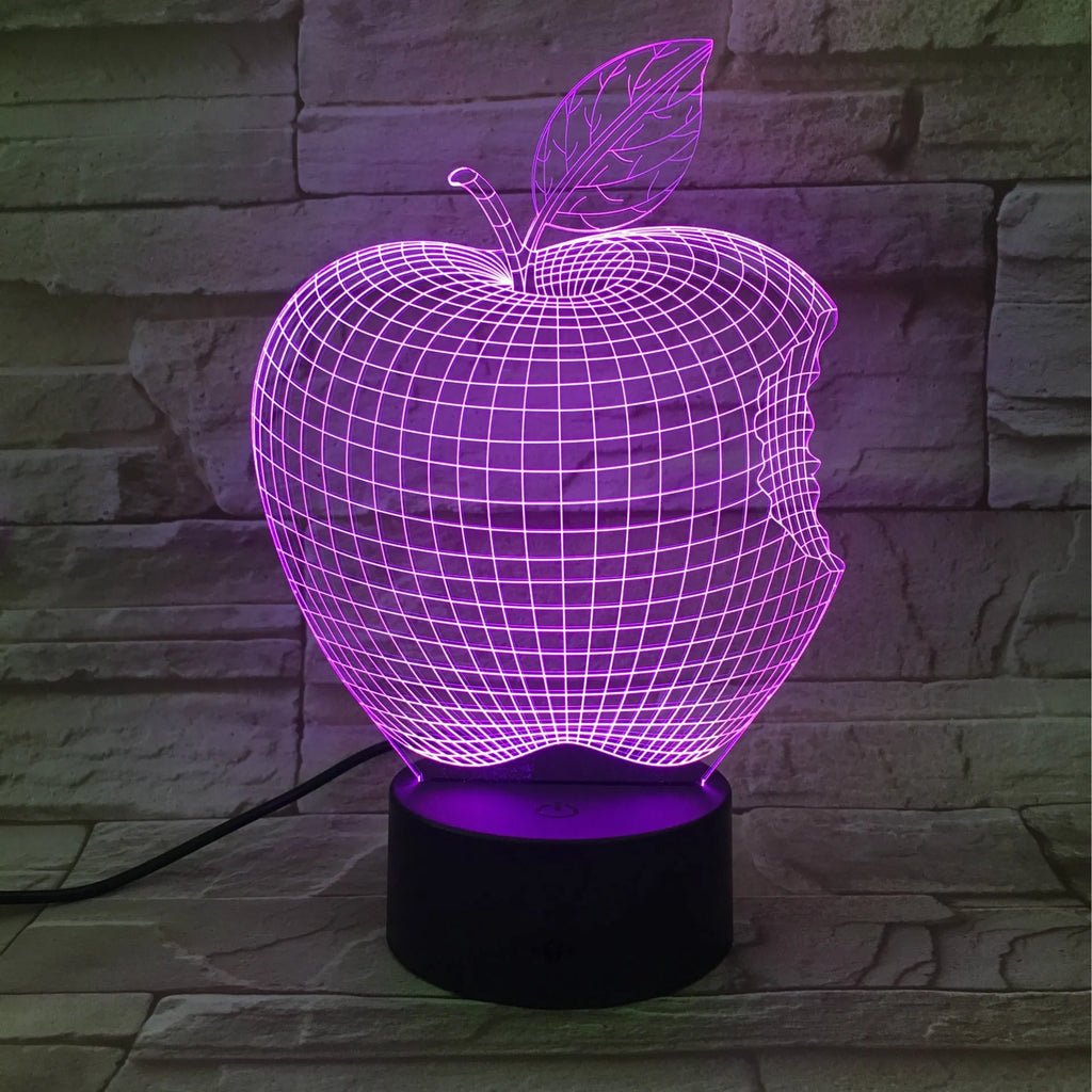 3D fruit colourful LED night light with acrylic shade and touch control, seven colours, 220x130x90mm
