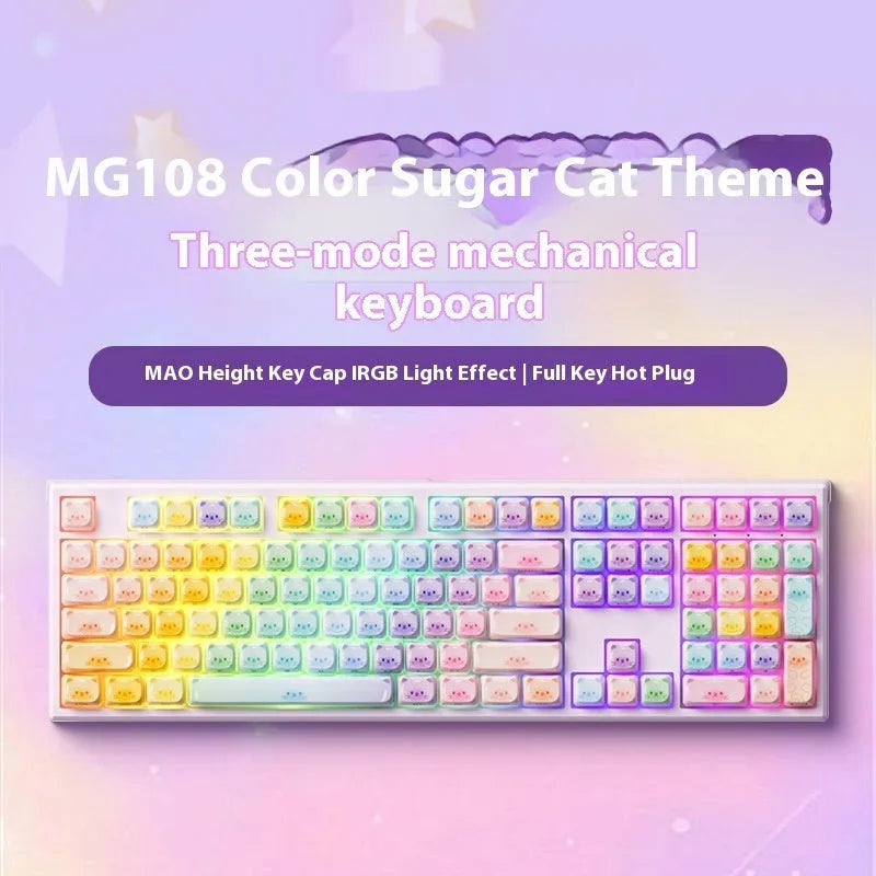 MG108B coloured Sugar Cat theme Bluetooth mechanical keyboard with Piano switches.