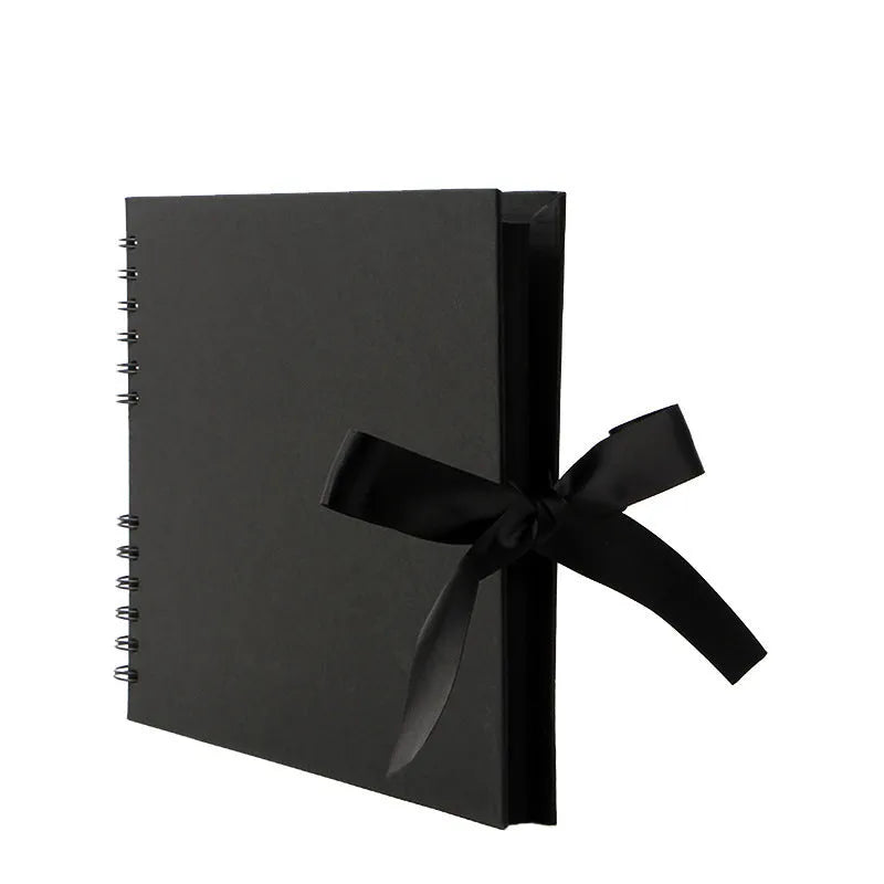 DIY handmade photo album with coil binding in yellow or black kraft paper cover