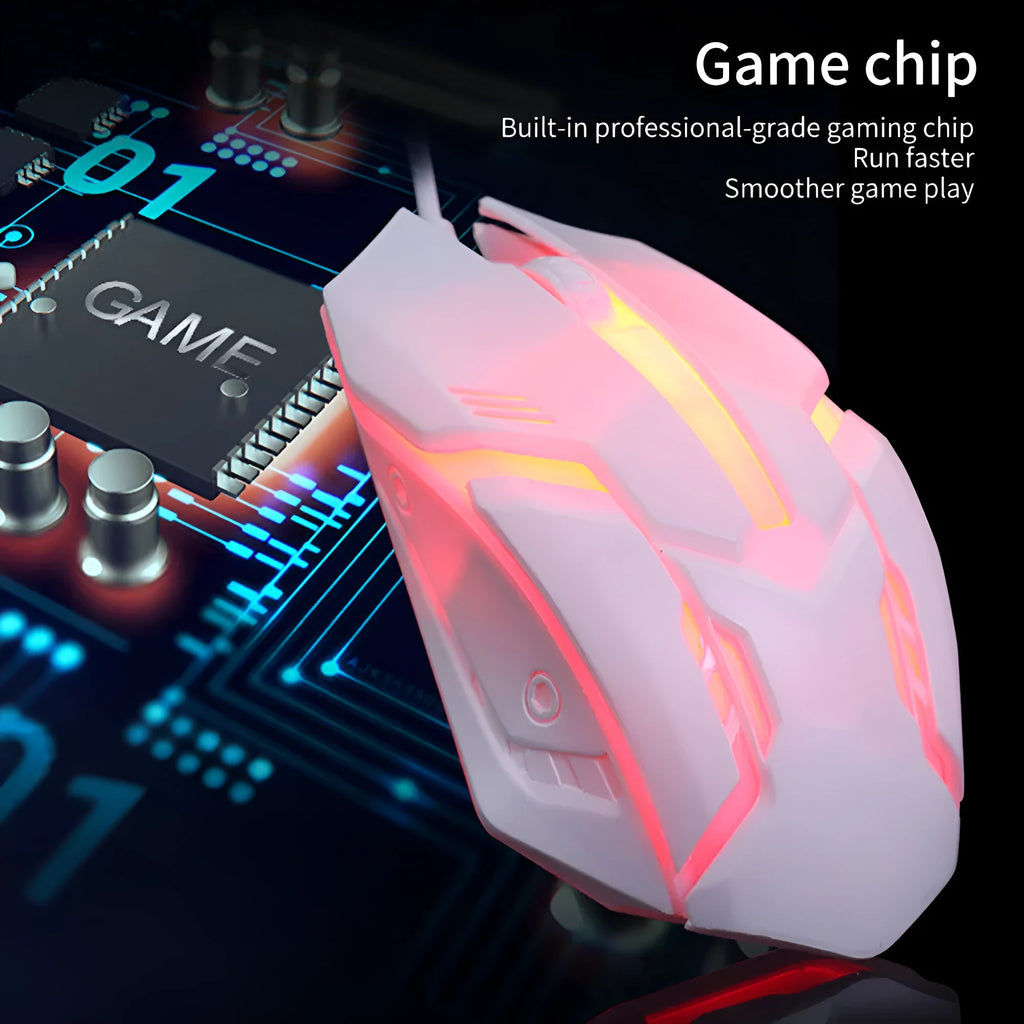 Wired USB computer mouse with glow illumination in black or white colour options