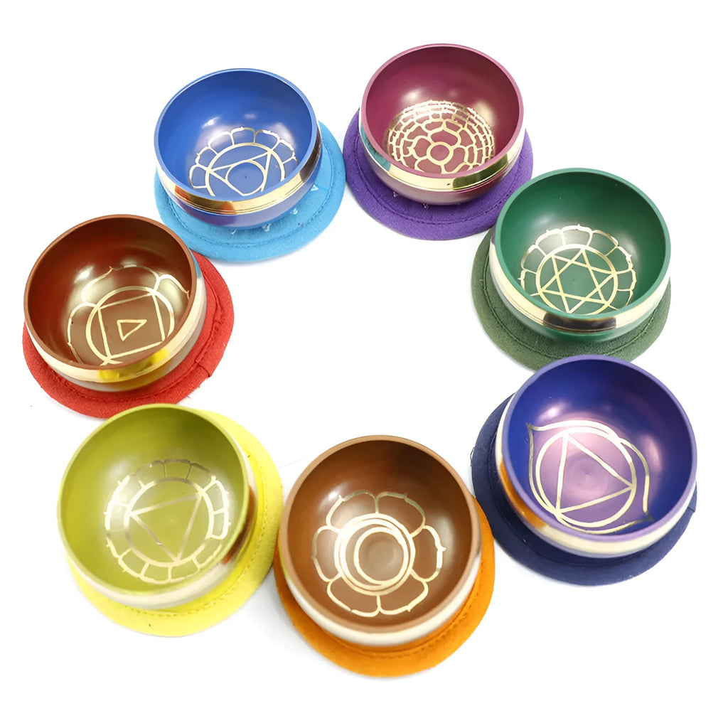 Handmade colourful Himalayan singing bowl for yoga meditation and sound therapy