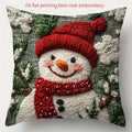 Christmas linen cushion cover with cartoon elk and rabbit pattern in modern simplicity style, 45x45cm