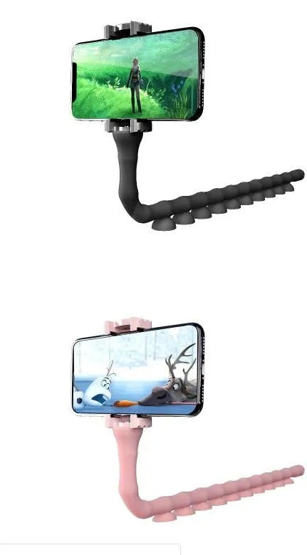Flexible 62cm phone holder with gooseneck arm and suction cup base in black colour