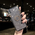 Square TPU mobile phone case with flash diamond bracket in multiple colour options