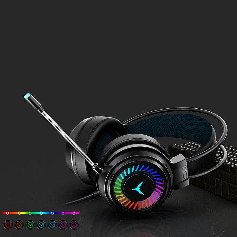 Wired over-ear computer headset with sponge earmuffs and microphone in black