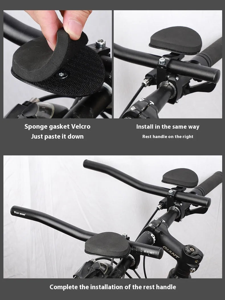 Black aluminium alloy bicycle rest handle for handlebar grip replacement on bike